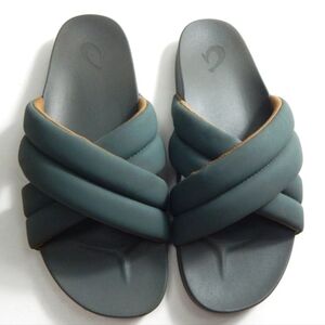 OluKai Teal Green Padded Slide Sandals